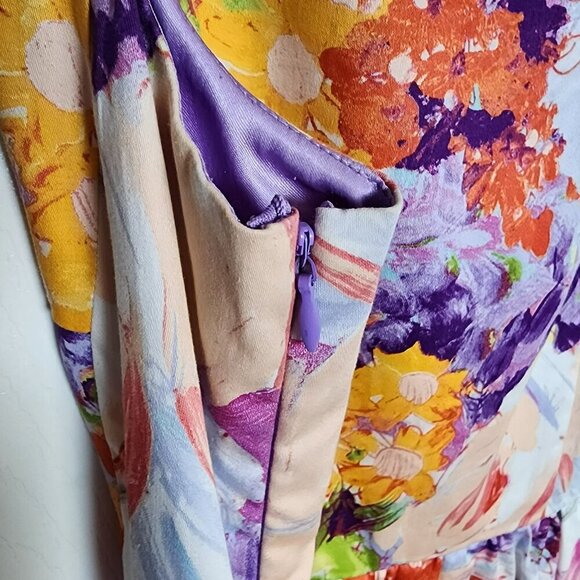 New Directions Dress 10 Sleeveless Fit & Flare Watercolor Floral Cotton - Picture 7 of 7